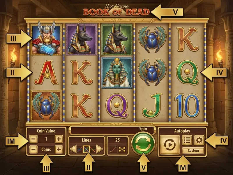 interfata si comenzi book of dead joaca